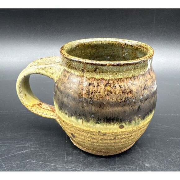 VTG Studio Art Pottery Mixed Artist Brown Coffee Tea Mug Set Of 4 Signed - Picture 8 of 16